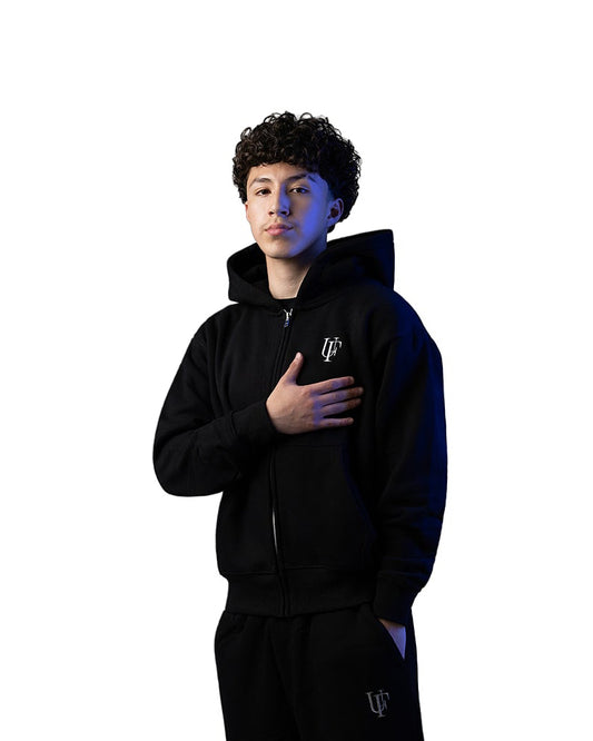Black Tracksuit- Zip Up Hoodie