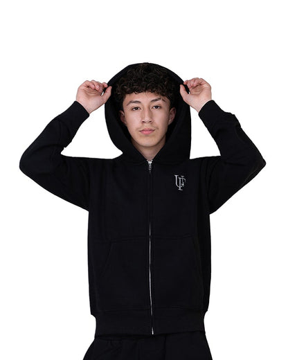 Black Tracksuit- Zip Up Hoodie
