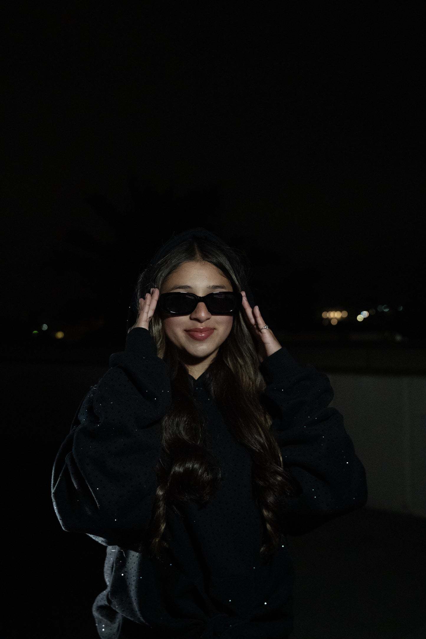 UltraFlare Black Rhinestone Hoodie