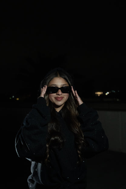 UltraFlare Black Rhinestone Hoodie
