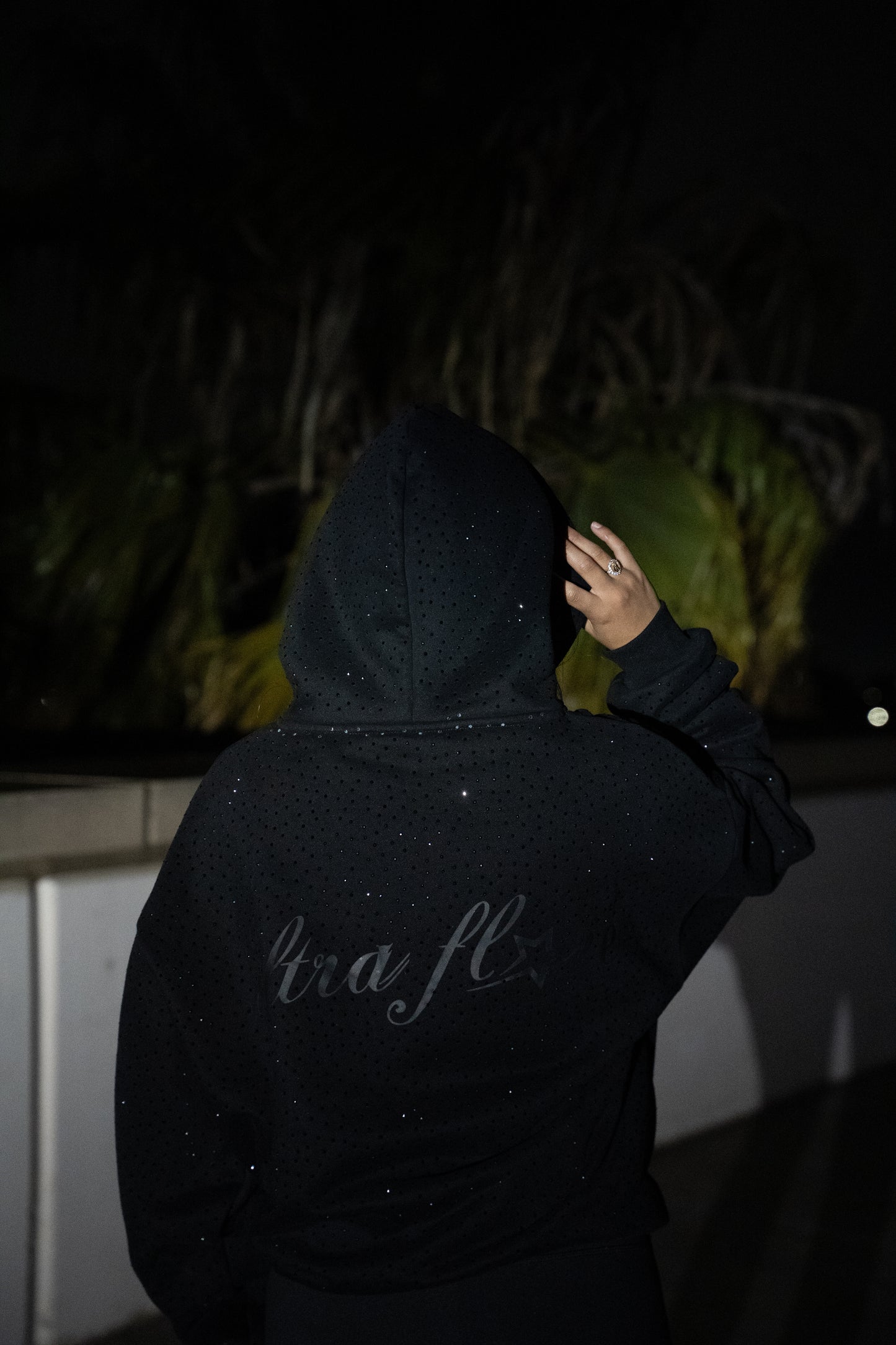 UltraFlare Black Rhinestone Hoodie
